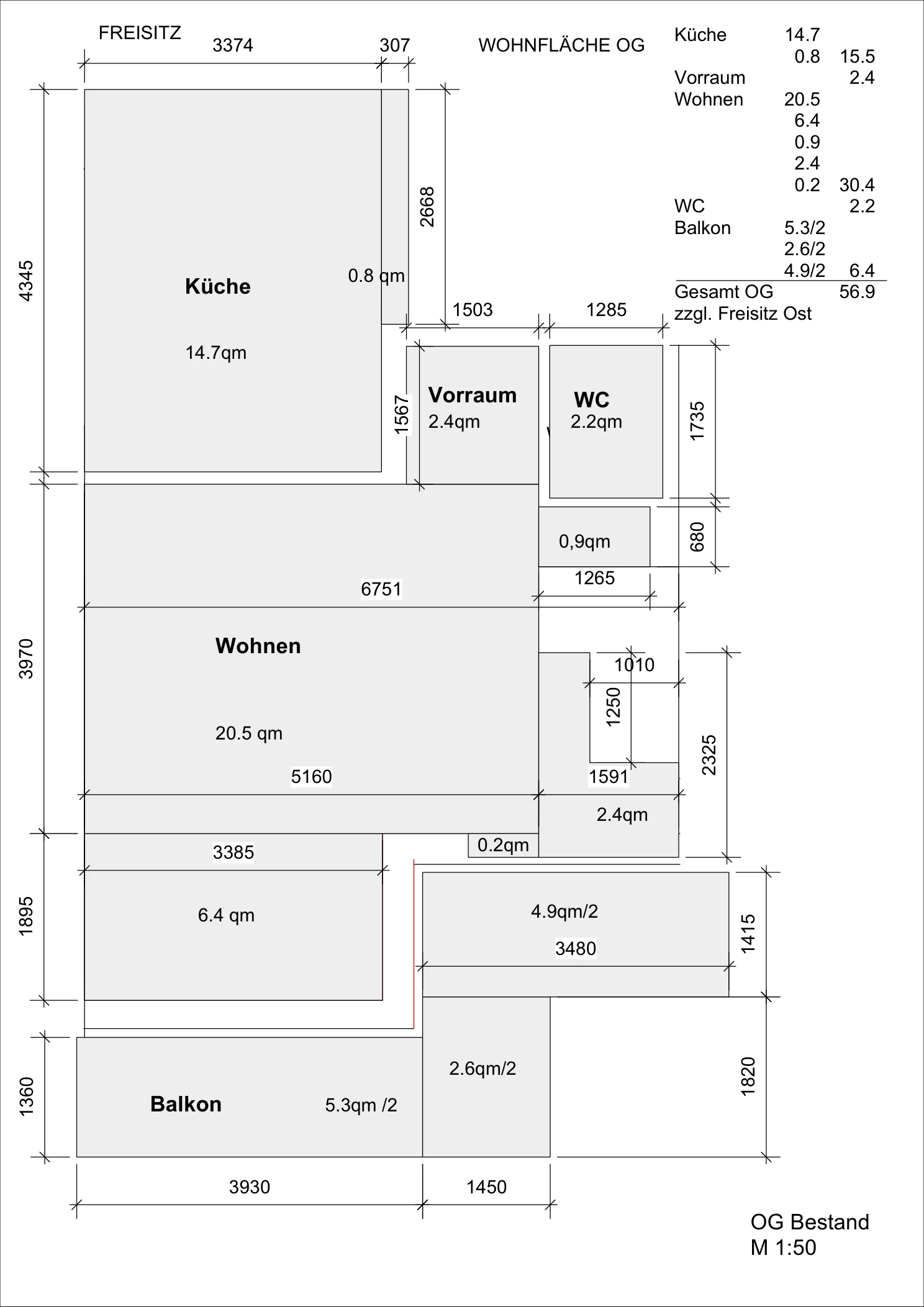 Aufmaß Obergeschoss